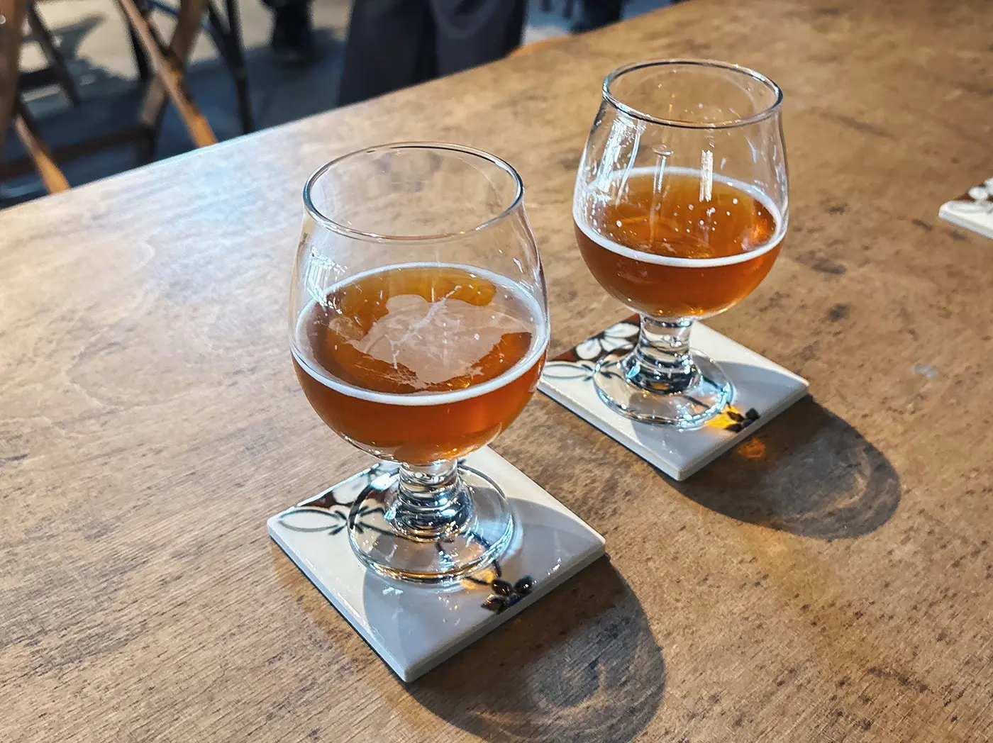 Beer poured into a glass