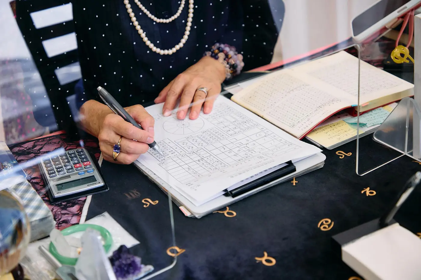 資料を書き込む占い師