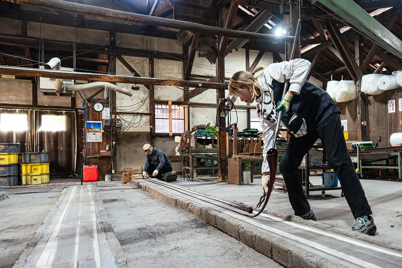 棒ガラスの製造工程の様子