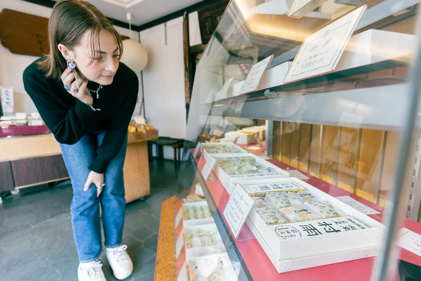 People looking at the showcase