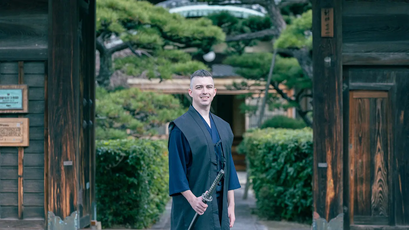 和装のジェームズさん