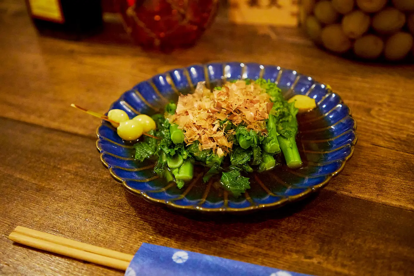 油菜花銀杏果關東煮。