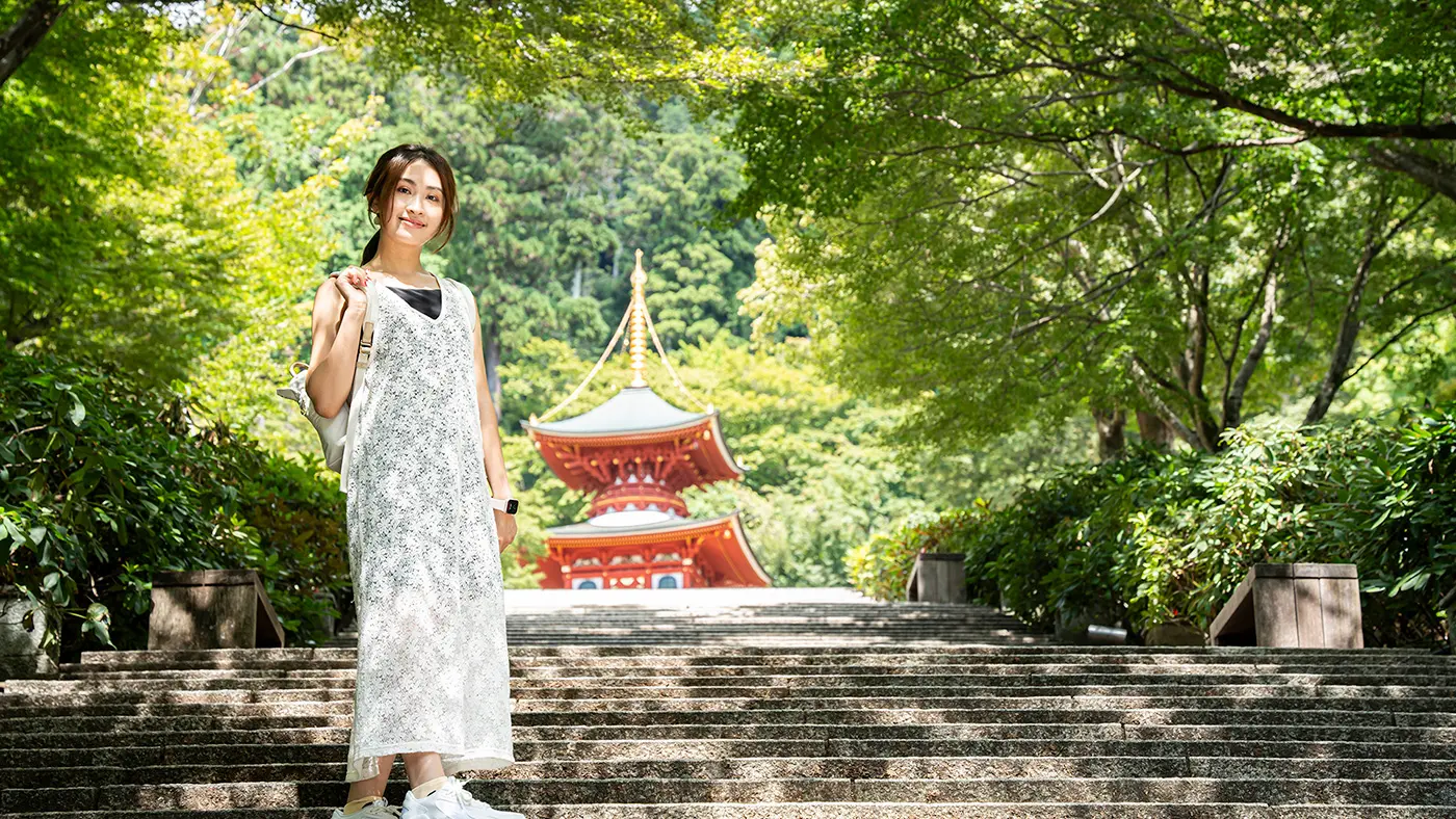 お清めの霧を浴びて厄を落とし、身を清めてから参拝するのがこちらの習わし。