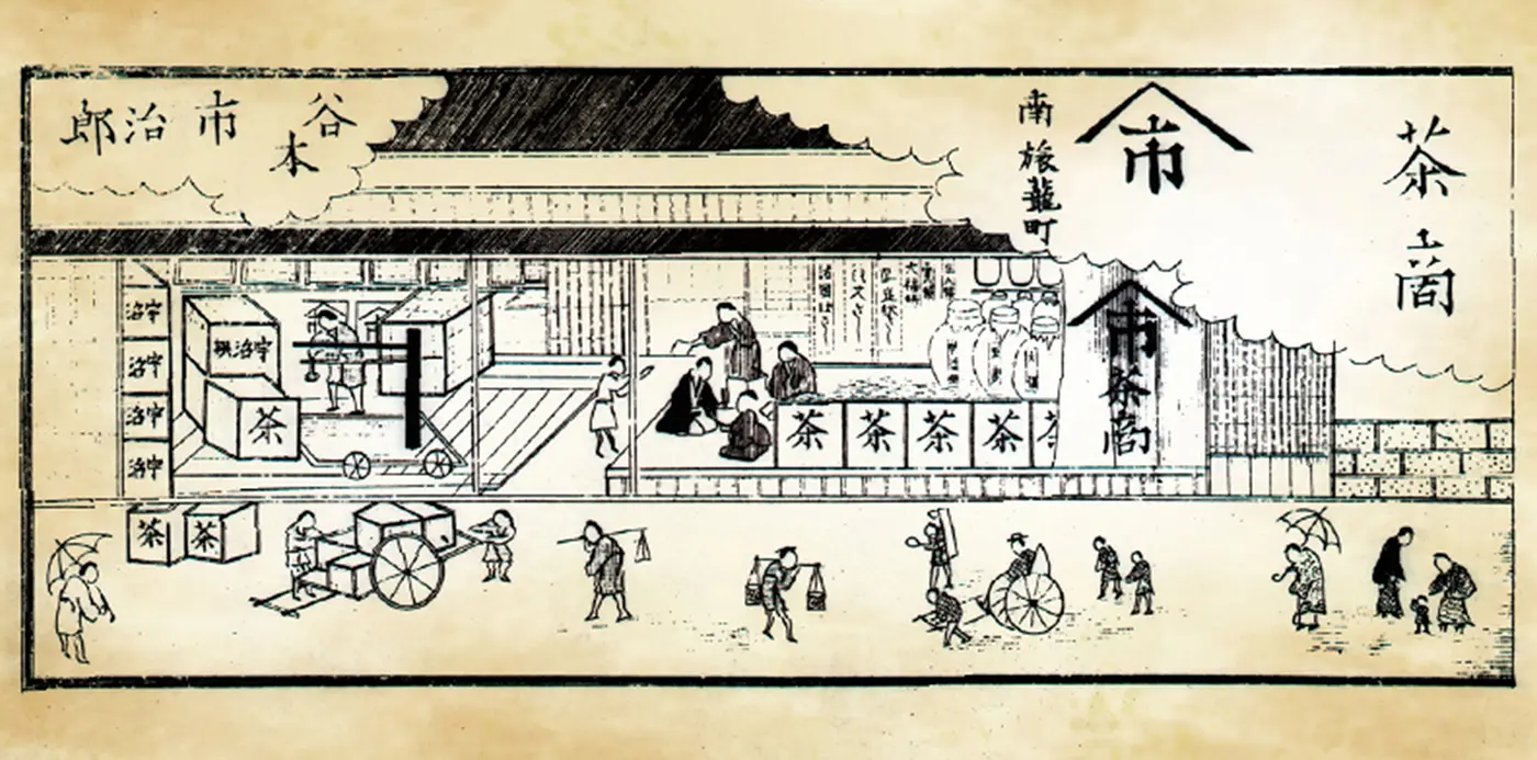 提供：つぼ市製茶本舗 出典：「住吉堺名所並ニ豪商案内記」　川崎源太郎／著　1883年