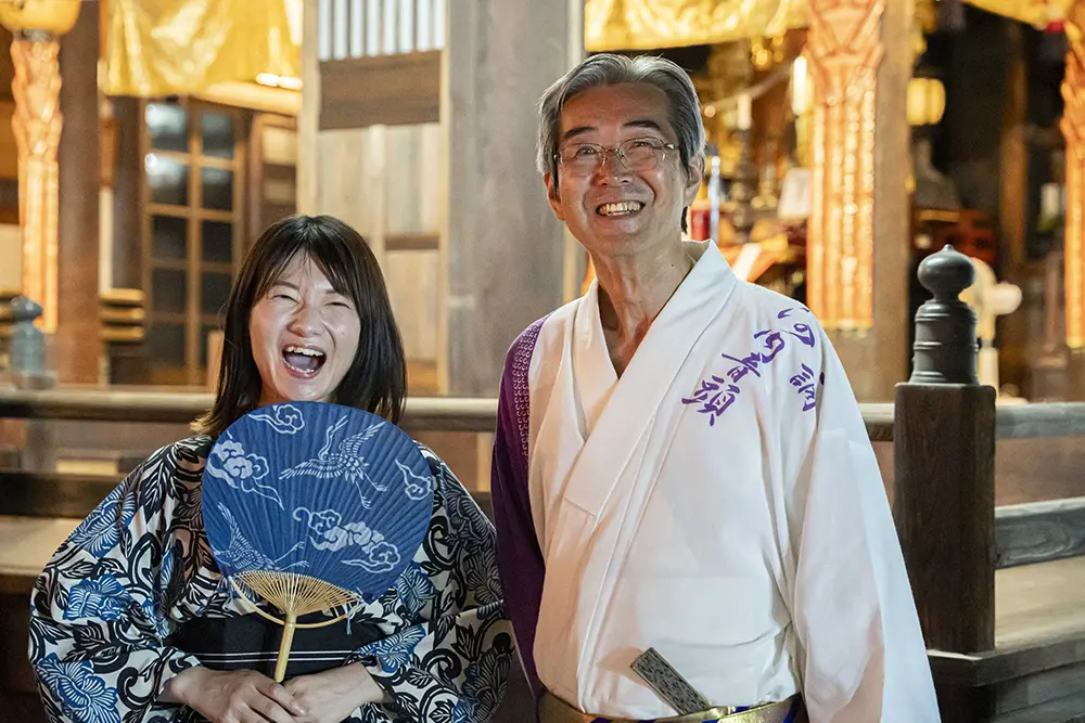 流し節正調河内音頭保存会の現会長・谷岡さんと中西さん