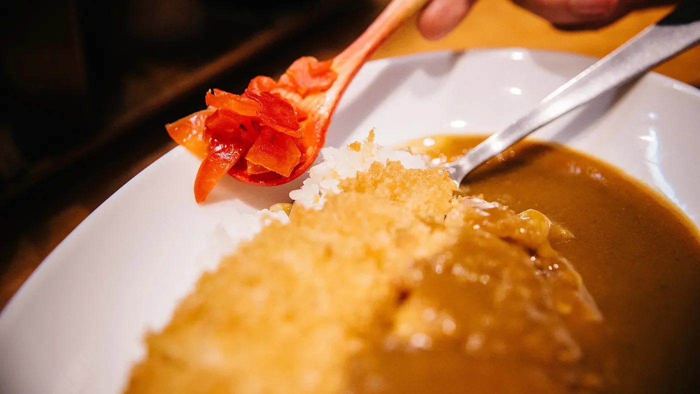 甘めの福神漬けが、甘めなカレーと相性抜群。