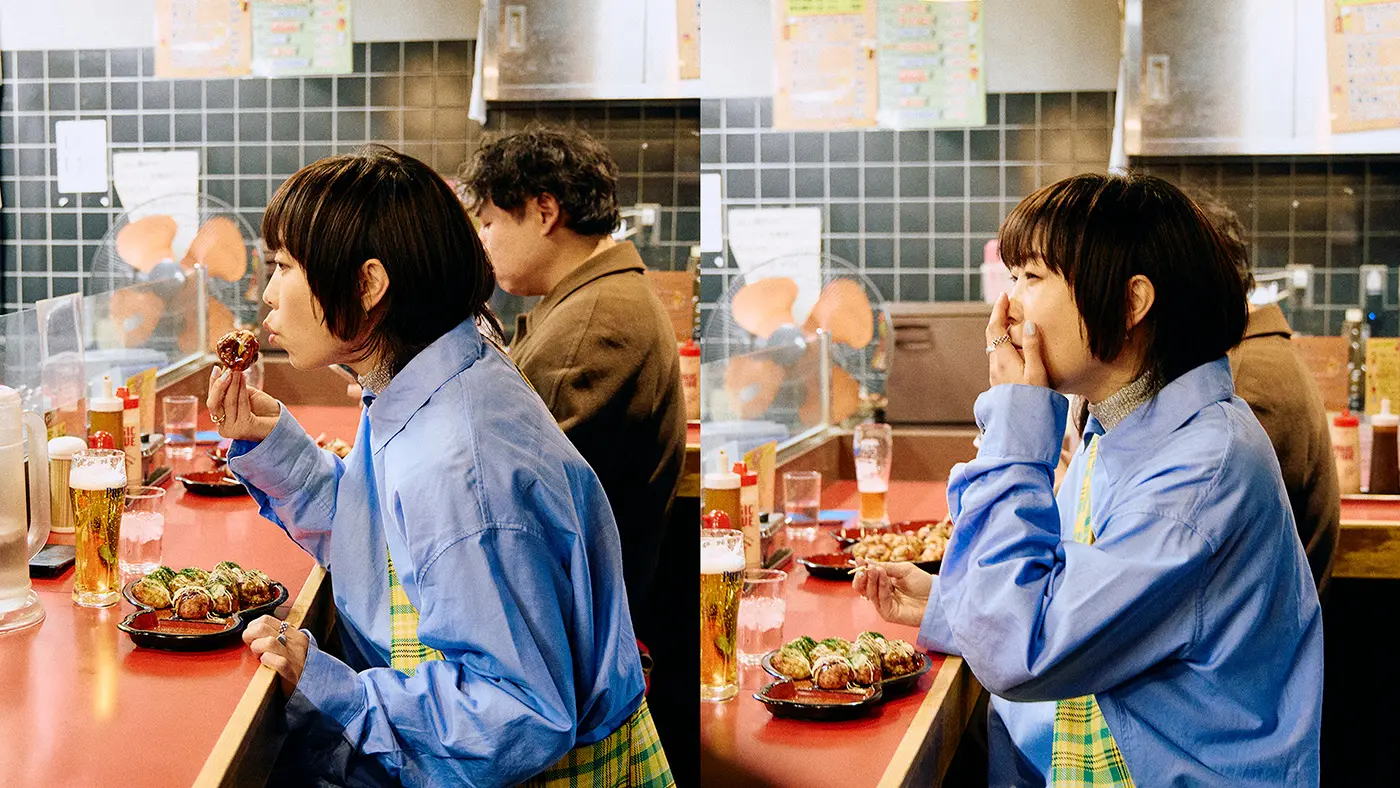 ビールで喉を潤したら、すぐたこ焼です！ いくぞ、たこ焼！！