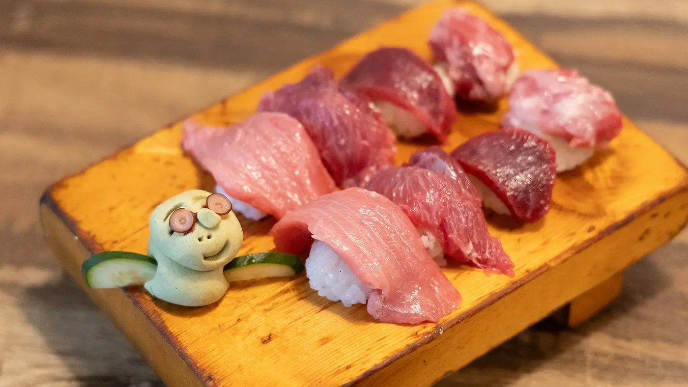 マグロののうてん、ほっぺた、あご、目のうらという希少部位をまとめて食べることができるお得メニュー。