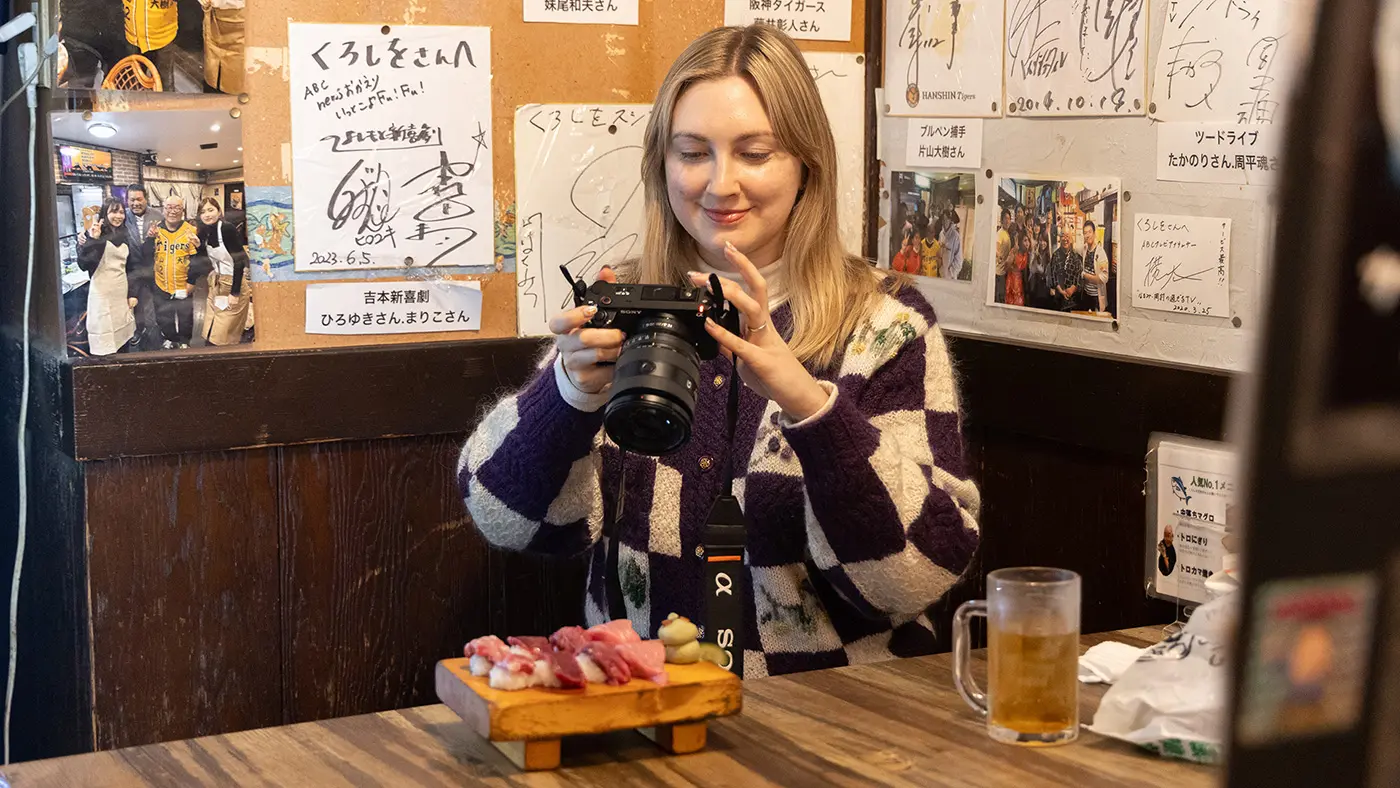 「アメリカにもたくさんの寿司店がありますが、やっぱり日本で食べるのが最高！」と語るフランキーさん。