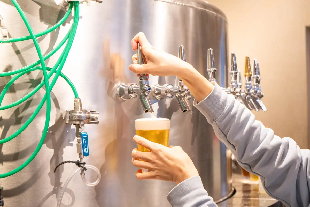Beer being poured from the tank