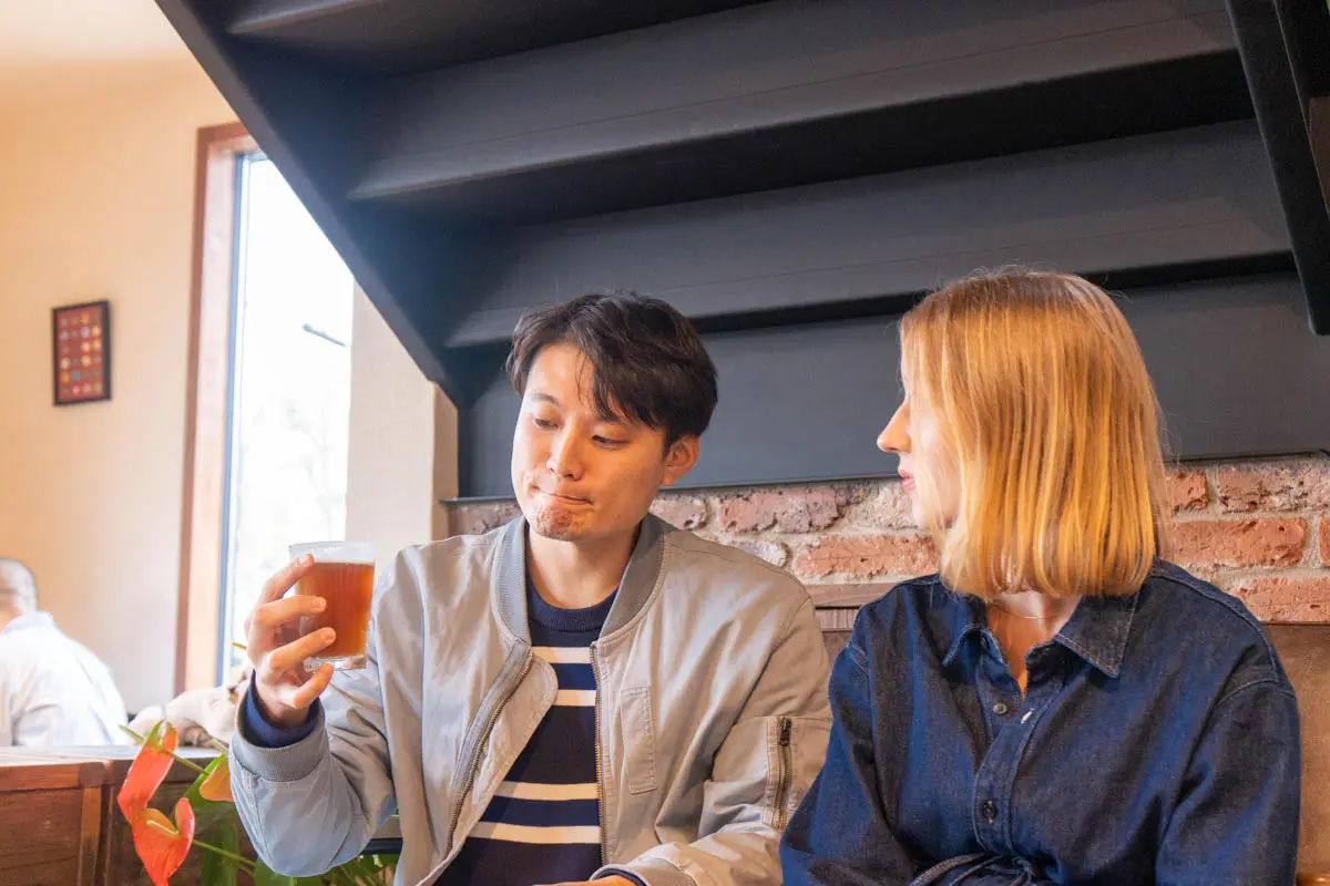 Yusuke drinking beer