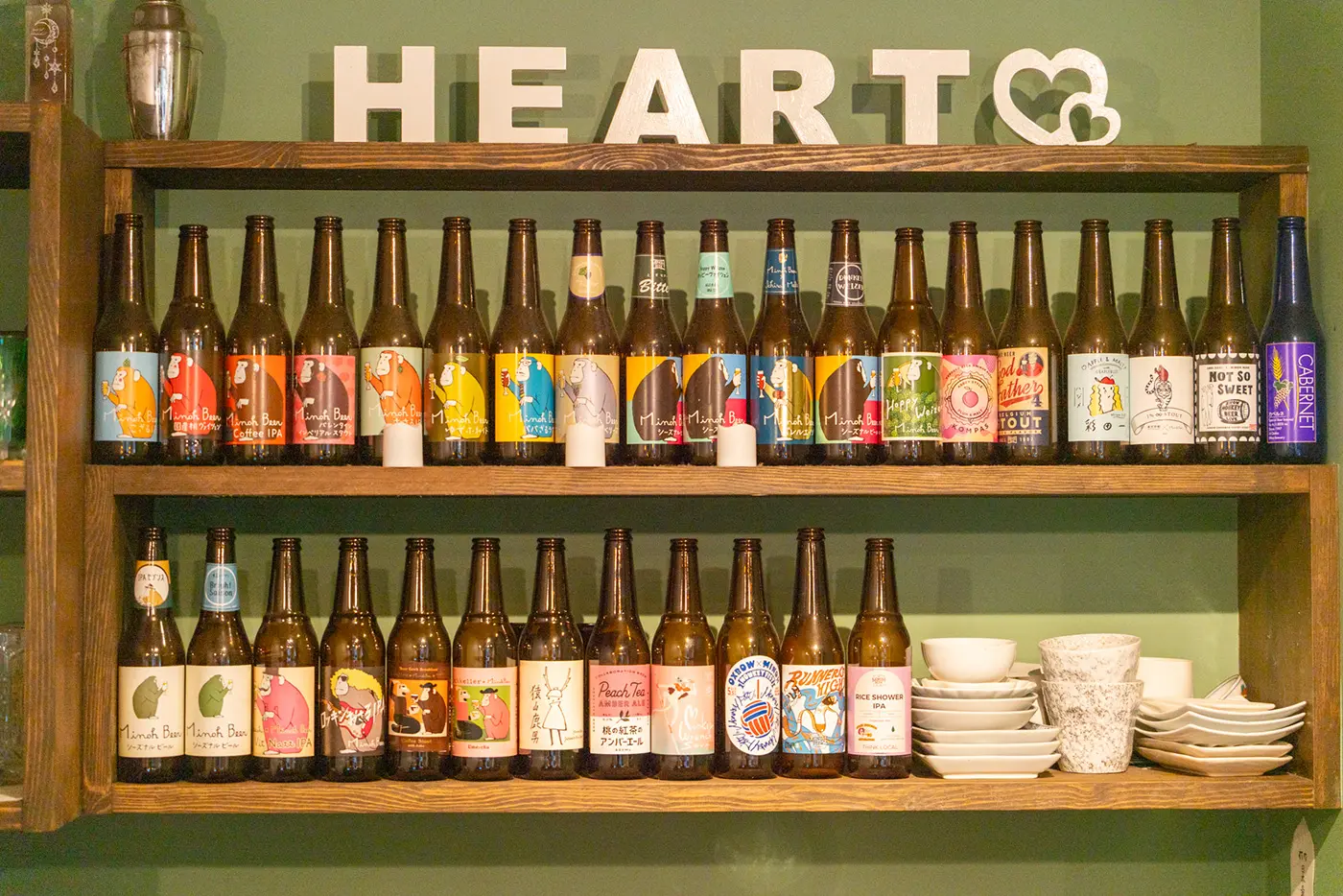 Minoh Beer bottles lined up