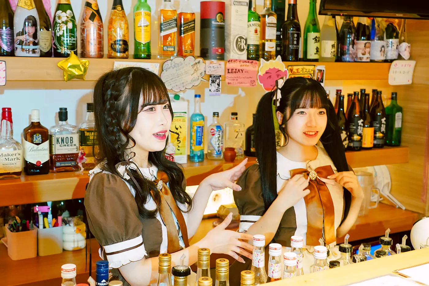 副队长成员 Nyan-san（左）和队长成员 Sa-tan-san（右）。