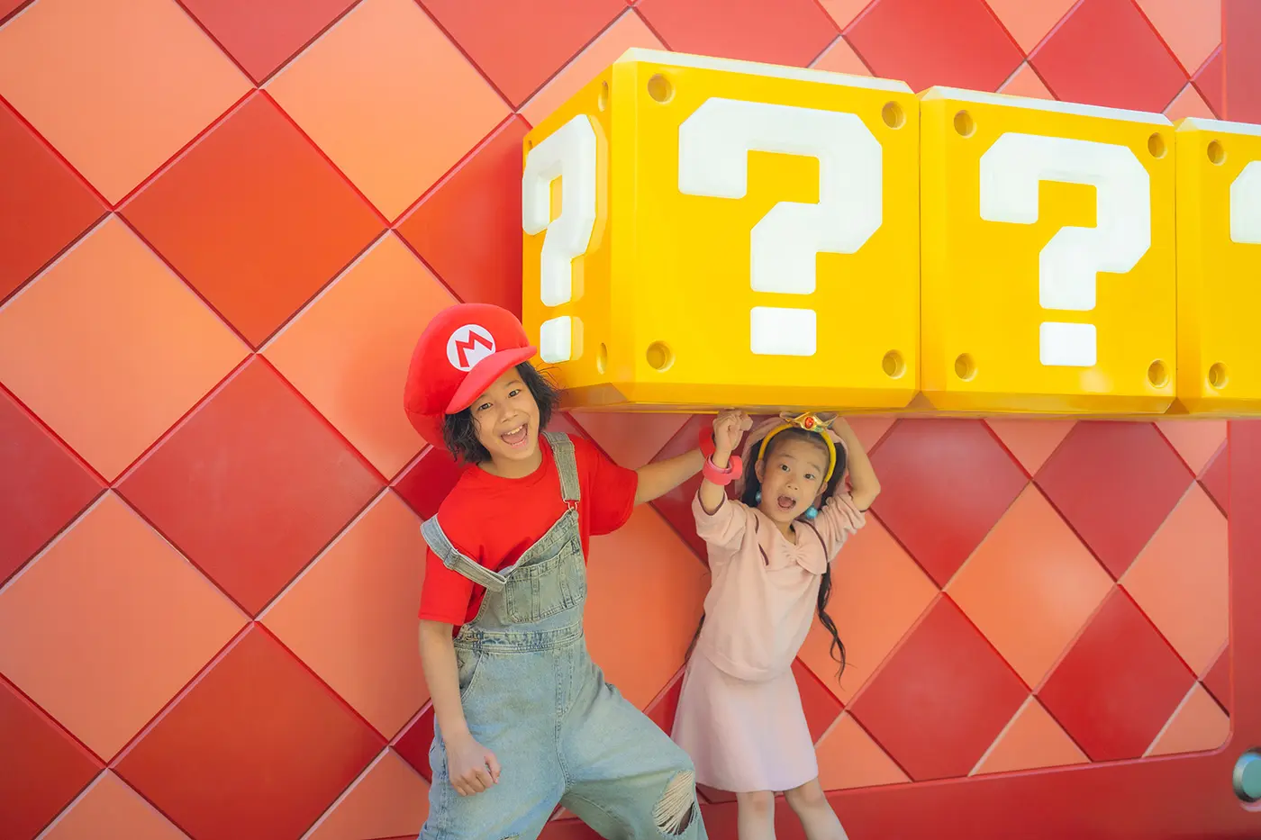 Child hitting question block