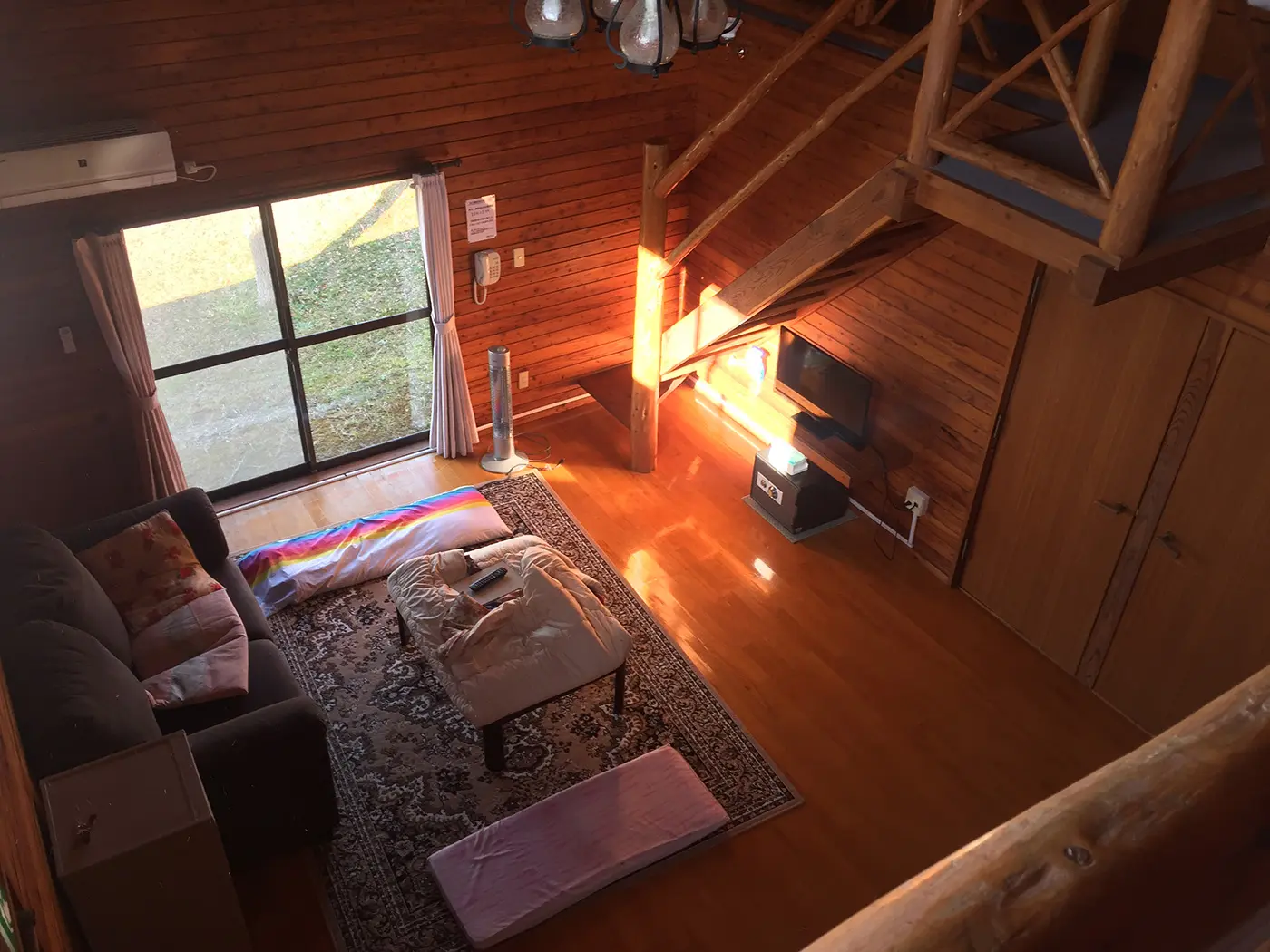 The interior of a Canadian log house