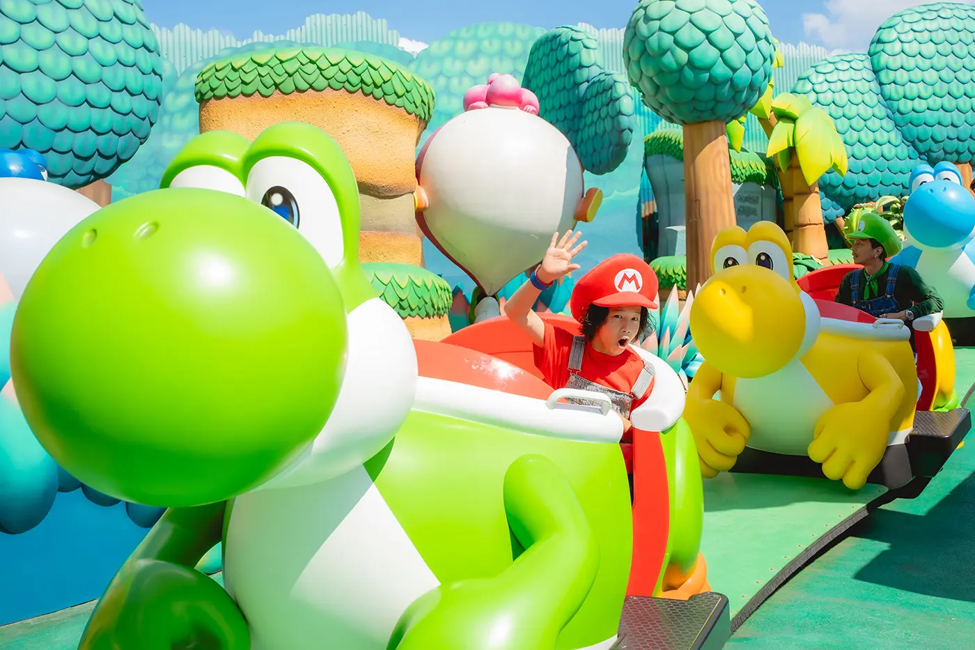 Kid riding Yoshi